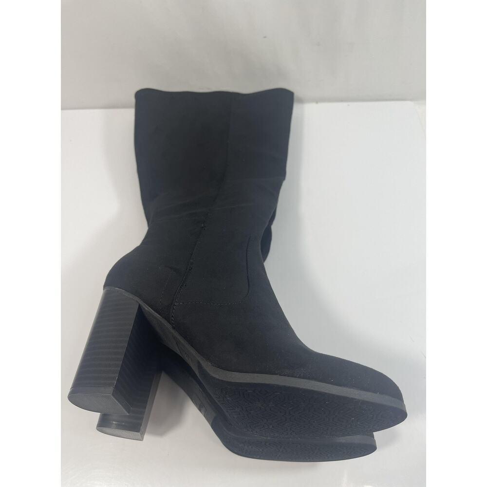 Style&Co Boots Womens Size 8 Black ADDYYF Wide Calf Faux Suede Block Heel - Picture 6 of 13